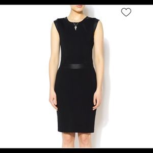 My Tribe Leather trim sheath dress with cap sleeve